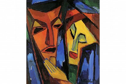 Karl Schmidt-Rottluff, Frauenkopf und Maske, 1912, �l auf Leinwand 
Albertinum | SKD, � Karl Schmidt-Rottluff: VG Bild-Kunst, Bonn 2026
